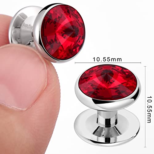 HAWSON Crystal Shirt Studs for Men's Tuxedo Shirt, Tuxedo Buttons for Birthday Wedding Party Christmas. - color: Red