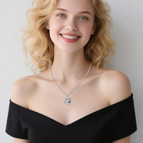 925 Sterling Silver Necklace Gifts for Women Crystal/Opal Jewelry Pendant Christmas Birthday Gift - style: Crystal-Aunt