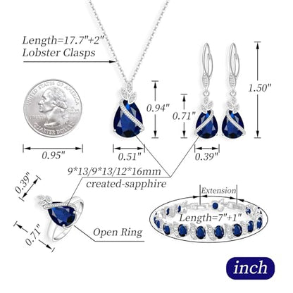 GZWHD Jewelry Set for Women CZ Earrings Necklace Ring Bracelet Set Prom Party Wedding Jewelry Gift for Mother Friend Wife - color: A-Blue