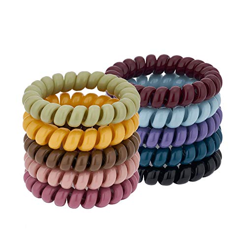 Macaroon Spiral Coil Hair Ties (Colorful, 10 Pcs) - Ponytail Holders for Thick Hair, No Crease Plastic Spiral Phone Cord Ties for All Hair Types - color: Macaroon Colorful(10PCS)
