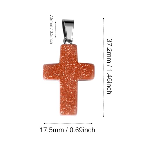 12PCS Natural Stone Cross Pendant Gemstone Charms Bulk for Jewelry Making | Healing Crystal Quartz Chakra Reiki Gemstone Pendants Charms Bulk for Necklace Craft - color: Red Sandstone Cross(Synthetic)