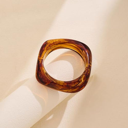 Chunky Acrylic Bangles Bracelets For Women Geometric Acrylic Resin Acetate Mottled Wide Bangle Bracelet Statement Colorful Bangles for Party - color: 02-irregular bangle