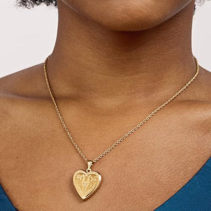 PicturesOnGold.com 14K Gold Filled Floral Heart Photo Locket with Diamond - 3/4 inch x 3/4 inch - Includes 18 inch Chain - style: Locket + Engraving
