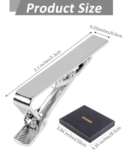 vivinin 5P Tie Clips For Men, 5 Different Color Tie Bar, Stainless Steel Tie Clip For Business, Wedding, Anniversary, Father's Day Gifts and Daily Life - style: Classic