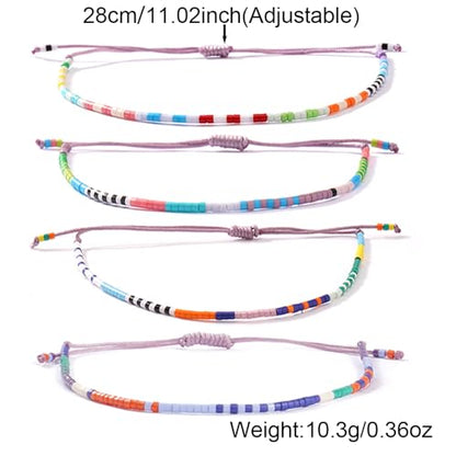 Stack Seed Beaded Bracelets Rope String Set For Women, Handmade Romantic Adjustable Braided Jewelry, Summer Beach Party Friendship Gift - color: Sag Cap Pis Aqu