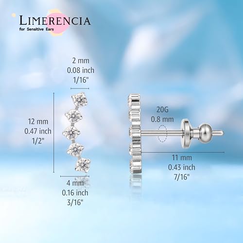 Limerencia G23 Pure Titanium Hypoallergenic Earrings | F136 Implant Grade Titanium Jewelry for Sensitive Ears - color: Five Prong climber