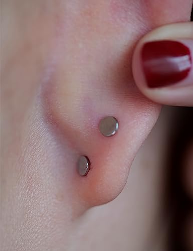 Limerencia G23 Hypoallergenic 18g Flat Back Stud Earrings | F136 Implant Grade Titanium Press Fit Threadless Push Pop in Cartilage Helix Labret Lip Monroe Tragus Piercing Studs - color: Butterfly CZ Silver