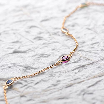MEVECCO Anklet for Women Gold Chain 14K Gold Plated Dainty Boho Beach Summer Simple Foot Jewelry Ankle Bracelet - style: Colorful CZ
