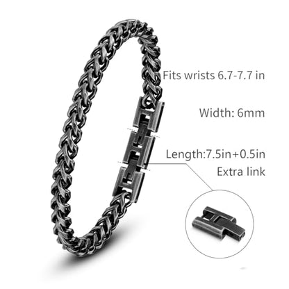 Mens Bracelet - Stainless Steel Fold Over Clasp Franco Chain Bracelets for Men - color: G-Gunmetal
