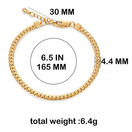 FRUMOS Dainty Layering Bracelets for Women 18 k Gold Plated Fashion Adjustable Chunky Cuban Paperclip Link Chain Bracelets Jewelry for Women Gift - color: Snake chain Bracelets