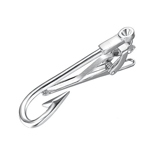 Yoursfs Electrician Tie Bar For Men Cool Tool Tie Clip 316L Stainless Steel Silver Nail Novelty Construction Tie Clips Jewelry - style: Fish Hook Tie Clip