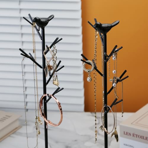 Branch Jewelry Rack Tree Tower Rack Hanging Organizer for Ring Earrings Necklace Bracelet,Suitable for living rooms, bathrooms,offices,etc. - color: E Black