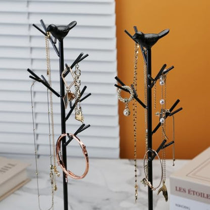 Branch Jewelry Rack Tree Tower Rack Hanging Organizer for Ring Earrings Necklace Bracelet,Suitable for living rooms, bathrooms,offices,etc. - color: E Black
