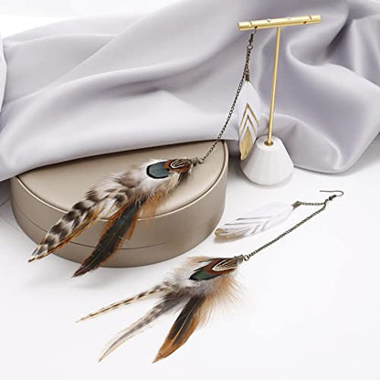 RUOFFETA Long Feather Earrings for Women, Boho Bohemian Earrings Multicolor Tassel Handmade Feather Earrings for Women Dangling - style: Style F