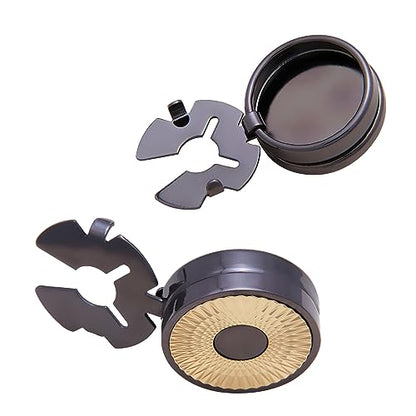 Mens Button Covers Tuxedo Shirt Cufflinks Alternative | Fake cufflinks and alternative fashion jewelry accessories for mens formal business dress shirts suits and groomsmen - color: B Black Golden