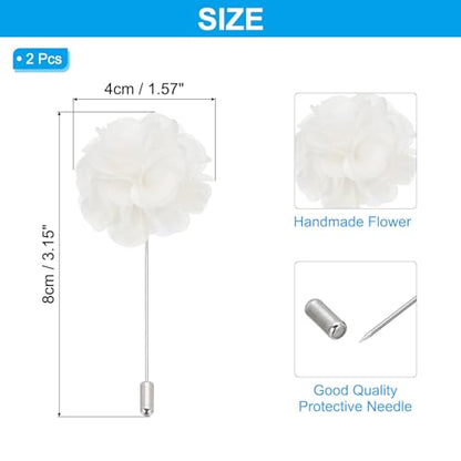 PATIKIL Flower Boutonnieres Pin, Lapel Pin for Men Camellia Flower for Suit Wedding Graduation Anniversary Graduation Outfit Accessories - color: White
