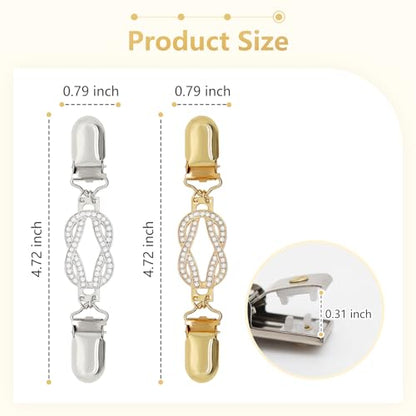 Frutain 2Pcs Cinch Clip Waist Cincher Clips for Women Dress Back Cinch & Shawl Cardigan Sweater Shirt Fasteners(GS) - style: Gs-rhinestone-knot