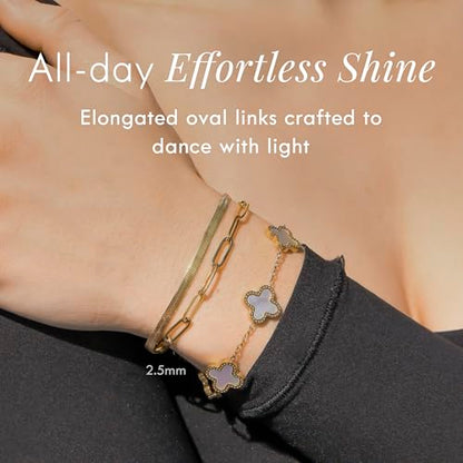 DESTIN Jewelry 18K Gold Plated Paperclip Chain Necklace, 2.5-6.5mm | Waterproof, hypoallergenic and tarnish-resistant adjustable stainless steel layering chain for women. - color: 18K Yellow Gold Plated Stainless Steel, size: 7", style: 2.5 MM