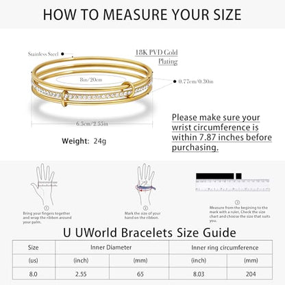 Stackable Bangle Bracelets for Women 18K Gold Plated Stainless Steel Non Tarnish Bangles 8 inch Bracelet Stack Trendy Women's Jewelry Gift - color: Gold, size: 8 inch