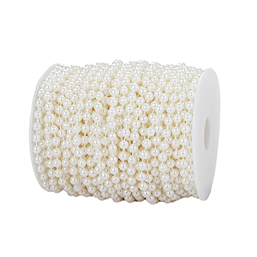 6mm Crafts Faux Pearl Beads Garland Pearl Bead Roll Strand of Pearls to Decorate Floral Centerpieces Wedding Party Favor Christmas Tree(82Feet Ivory) - color: Ivory, size: 6 mm
