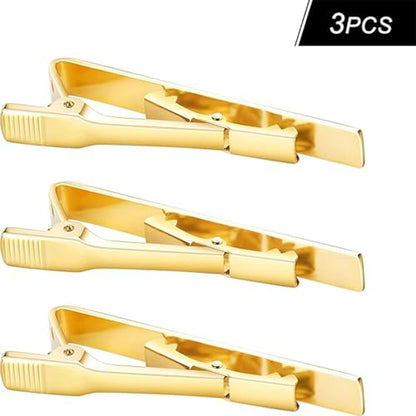 Roctee Tie Clips for Men, 3 Pack Men's Tie Clips Necktie Tie Bars Tie Pins for Men Accessories - style: Gold