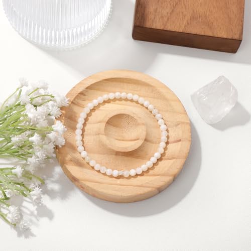 Raicegs 4 6 8MM Beaded Bracelets Healing Crystal Bracelet for Women Men Natural Stone Handmade Stretch Bracelet Reiki Spiritual Jewelry - color: Moonstone, size: 4mm