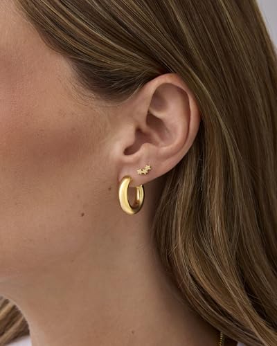 PAVOI 14K Gold Plated 925 Sterling Silver Posts Mini Stud Flat Back Earrings for Women | Helix Cartilage Piercing Jewelry | Dainty Pearl Star Cluster Cubic Zirconia Lotus Climber Screw Backs - style: Star Cluster