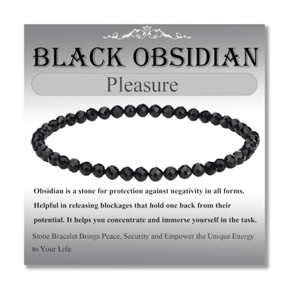 MASSIVE BEADS Natural Genuine Gemstone Beads Healing Crystal Chakra Reiki Jewelry Faceted Round Beads Bracelets 3mm - color: Black Obsidian