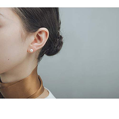 ALYC Pearl Earrings Freshwater Pearl White Button Stud Earrings with 925 Sterling Silver for Women - size: 6.0-7.0mm