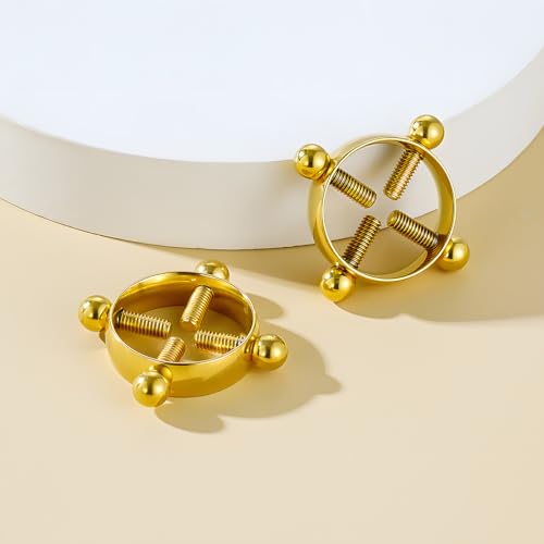 2Pcs Round Non Piercing Nipple Ring Fake Nipple Rings - color: Gold