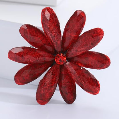 Acrylic Flower-Shape Brooch Pin for Women Statement Brooch - color: Red