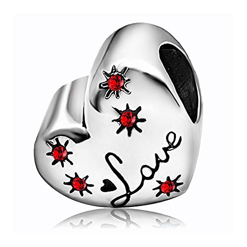 KunBead January-December Birthstone Footprint Heart Birthday Love Bead Charms Compatible with Pandora Bracelet for Mom Daughter Grandma Granddaughter - color: July
