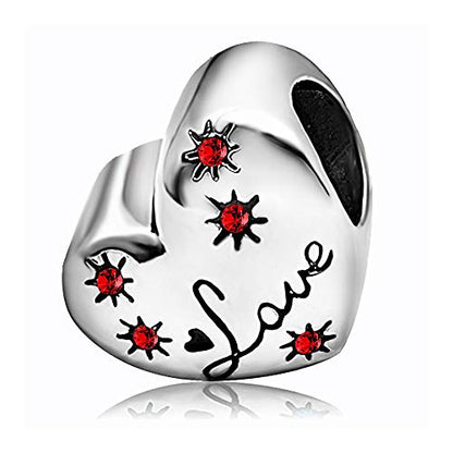 KunBead January-December Birthstone Footprint Heart Birthday Love Bead Charms Compatible with Pandora Bracelet for Mom Daughter Grandma Granddaughter - color: July