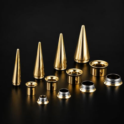 Piercing Taper Stretching 2 in 1 Ear Tunnel Gauges Stretcher Stainless Steel Internally Threaded Plugs Gauge for Ears Women Men 1G 7mm - color: Gold, size: 1G(7mm)