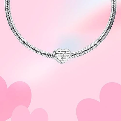 Bible Family Mom Wife Love Heart Dangle Charm 925 Sterling Silver Charms fits Bracelets and Necklace Pendant Bead Charms Jewelry Present for Women Family Friends - style: Bible - Be strong,Be brave Charm