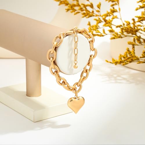 Gold & Silver Heart Chain Link Bracelets For Women - color: AMZ-SL21784A