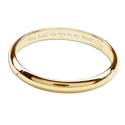 Precious Pieces Personalized 14K Gold-Plated Baby Bangle Bracelet Gift for Infant, Toddler, Kids, Teens or Women Bracelet, Custom Jewelry with Engraved Name - style: Classic (Adult SM 7")