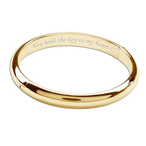 Precious Pieces Personalized 14K Gold-Plated Baby Bangle Bracelet Gift for Infant, Toddler, Kids, Teens or Women Bracelet, Custom Jewelry with Engraved Name - style: Classic (Adult SM 7")