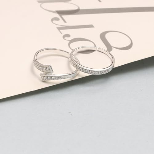 LeCalla 925 Sterling Silver Open Toe Rings Set for Women Adjustable Minimalist Toe Rings Summer Beach Foot Jewelry - color: 05. Duo (2 PCS)