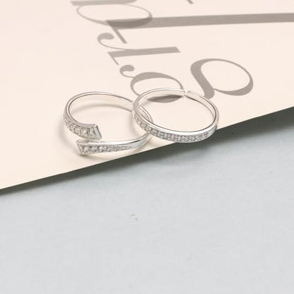 LeCalla 925 Sterling Silver Open Toe Rings Set for Women Adjustable Minimalist Toe Rings Summer Beach Foot Jewelry - color: 05. Duo (2 PCS)