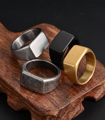 King Ring 10mm Seal Rings – Sand Surface Stainless Steel Bands for Men – Designed in USA - color: Silver