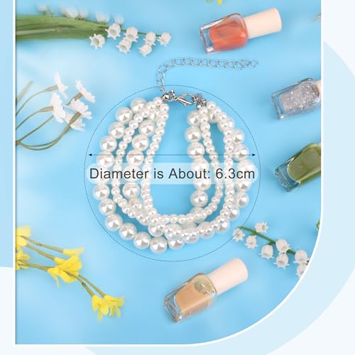 Coolrunner Ladies Faux Pearls Accent Off White Stretch Wrist Bracelet Jewelry (Pearl style3) - style: Style 2