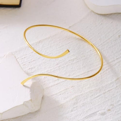 Minimalist Double Layered Open Cuff Anklet for Women 14K Gold Plated Adjustable Ankle Bracelet Chain Dainty Beach Holiday Fashion Jewelry Accessary - color: Gold