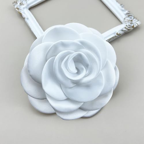 Collar Chain Pin for Men and Women - Hanging Tassel Brooch Lapel Pin for Business Suits - Bar Pin With Long Chain - Gifts - color: L: white flower
