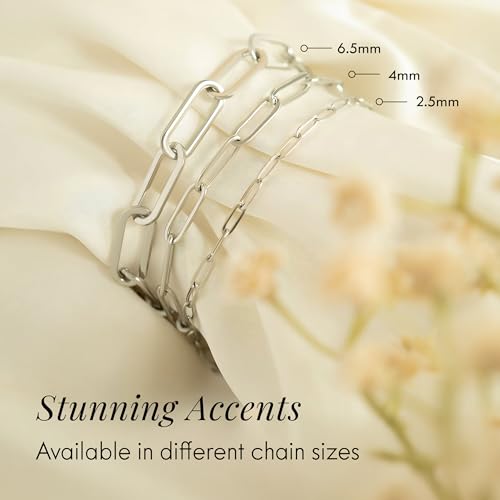 DESTIN Jewelry 18K Gold Plated Paperclip Chain Necklace, 2.5-6.5mm | Waterproof, hypoallergenic and tarnish-resistant adjustable stainless steel layering chain for women. - color: Stainless Steel, size: 7", style: 2.5 MM