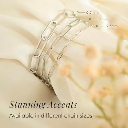 DESTIN Jewelry 18K Gold Plated Paperclip Chain Necklace, 2.5-6.5mm | Waterproof, hypoallergenic and tarnish-resistant adjustable stainless steel layering chain for women. - color: Stainless Steel, size: 7", style: 2.5 MM