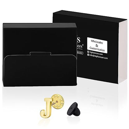 Initial Lapel Pin for Men Women, Brooch Pins for Men Suits, Metal Button Pins in 18K Gold and Silver Tone. - color: Gold-J