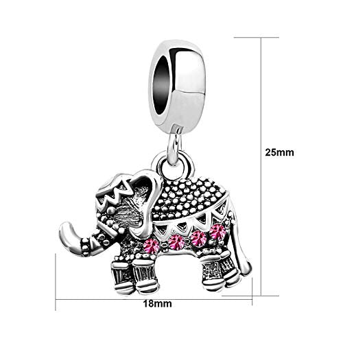 KunBead Elephant Birthstone Dangle Bead Birthday Charms Compatible with Pandora Bracelet for Women - color: October