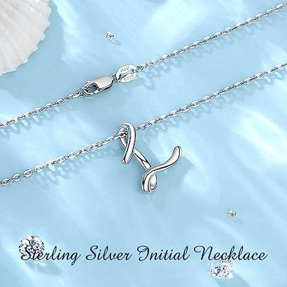 EUDORA Sterling Silver Initial Necklaces for Women, Classic 26 Letter Neckless Gifts for Girls, Sister, Mother Daughter, 18 inch Chain - style: L