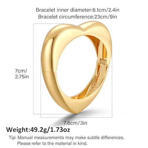 Chunky Gold Bangles Bracelet for Women Trendy Statement Bracelet Dainty Charm Gold Jewelry - color: Heart Bangle